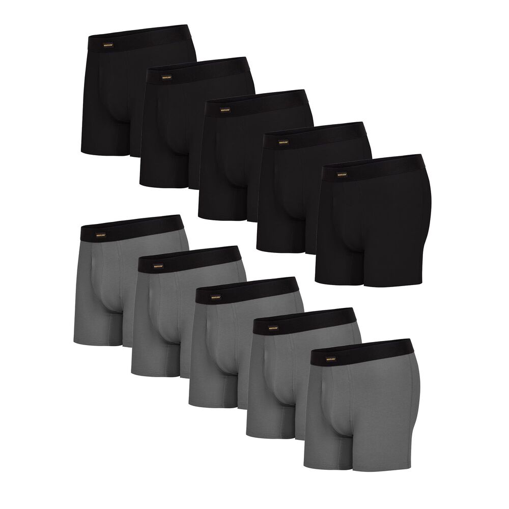 Wrangler 10-pack Comfort Cotton Rustler Boxer Briefs Men's 2XL Black Charcoal